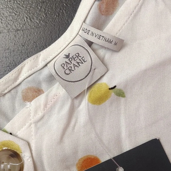 Paper Crane White Camisole with Orange and Green Accents - Picture 6 of 11